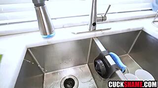 angry wife cucks husband with poolboy, getting pierced pussy shaved outdoors 😏