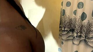 Thick ebony babe rides with huge ass in costume