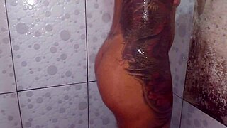 beautiful wife enjoys a relaxing bath in homemade video