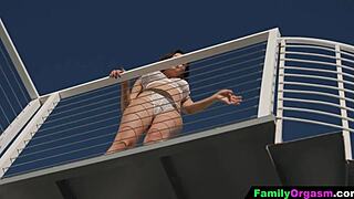 Boy and girlfriend release sexual tension beside voyeur mom