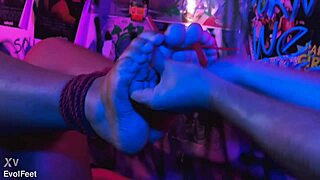 bound foot worship and tickling with big tits and deepthroat domination
