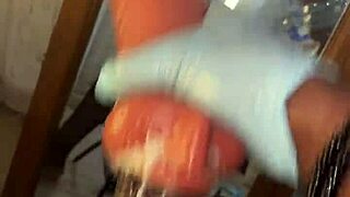 The young black slave in stockings deep throats her huge sextoy like a slave till nasty blowjob