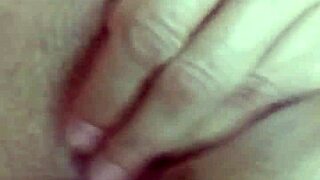 Wet big pussy squirts during intense masturbation