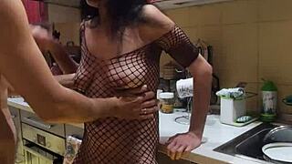 Milf Wife Gets Anal Sex In Kitchen With Stockings