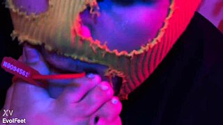 bound foot worship and tickling with big tits and deepthroat domination