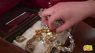 Jewelry is fun but a finger and a tongue in this brunettes pussy is better.