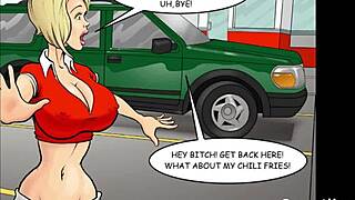 Hot and fast restaurant staff interracial orgy in kitchen with monster cocks!