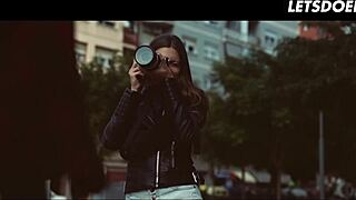 Straight busty milf seduced by hot lesbian photographer!