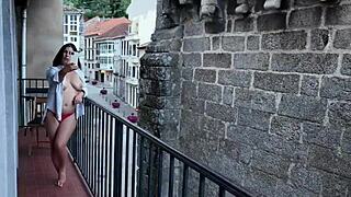 risky balcony masturbation feels so good