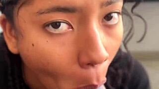 Amateur couple Nysdel gives intense blowjob POV to monster BBC