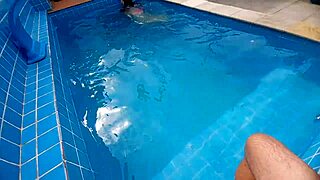 surprised my half-sister with my hard dick at the pool?