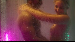 Interracial shower fun heats up at swinger party with Cuban wife's massive cock action! 🚿🍆