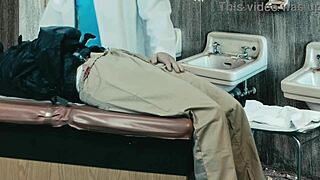 insane woman is kept in a cell and only brought out for use of her tight wet pussy by young guys