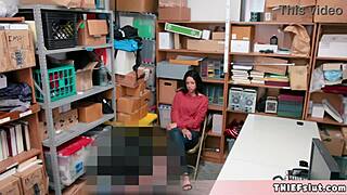 Petite Half Black Shoplifter Teen Caught And Gets Tiny Interracial Pussy Fucked Rough By Mall Cop