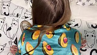 woman was ready for overnight visit in real amateur homemade sex with natural tits and ass shaking.