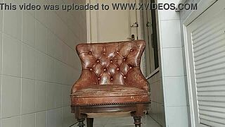 hey, check me out hauling this armchair into the bathroom to jerk my monster cock