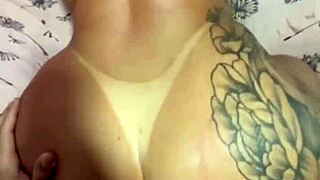 Oh fuck, this Brazilian wife in lingerie takes that massive cock deep while her husband watches!