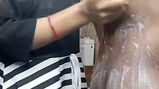 Desi Woman Strips and Bathes Country Ranch Lover with Intense Blowjob and Anal Play