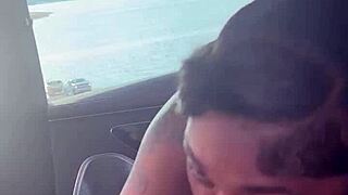 hey, watch ebony stud get sloppy blowjob by the lake