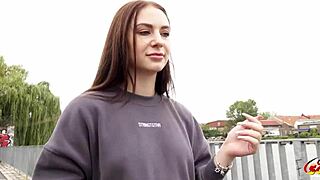 German scout picks up skinny teen Emma Evans for rough casting fuck