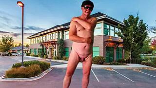 Stripping and masturbating with wet pussy moans in public parking lot teaser 😏