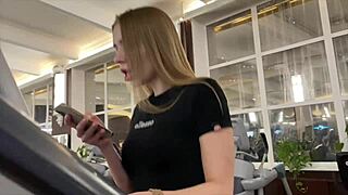 Gym beauty accepts my invite to steamy bathroom sex after a workout session.