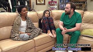 Blonde In Gloves Gives Handjob And Moans In Missionary With Spreading Natural Tits Orgasm