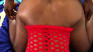 hot black babe moans passionately while getting fucked doggystyle by big black cock in homemade quickie.