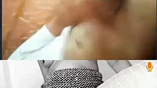 so this guy unleashes a huge cum tribute on the hot latina milf with her dildo toy