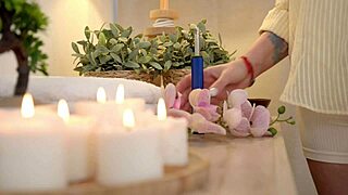 Sensual massage with oiled handjob and tit cumshot