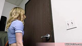 Extra Cute Blonde Shoplifter With Funny Freckles And Small Tits Gets Caught In Shop Garage And Punished With Rough Doggystyle Sex