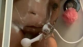 in a simple story, someone enjoys some wet shower play with light bathing and fun moments