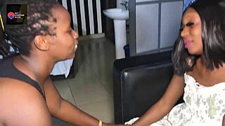 Ebony girlfriend squirts from wet pussy riding and cunilingus in amateur lesbian session