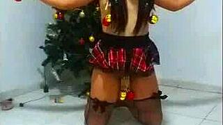 this bound whore gets tied up as a slave for christmas, facing humiliation with choking and gagging in amateur bdsm action