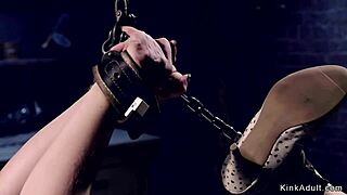 BLONDE SLAVE in GAS MASK gets TORMENTED hard!