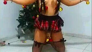 this bound whore gets tied up as a slave for christmas, facing humiliation with choking and gagging in amateur bdsm action