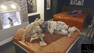 Jay Playhard joins Eva May and Livie Blainn for an intense threeway session at the den