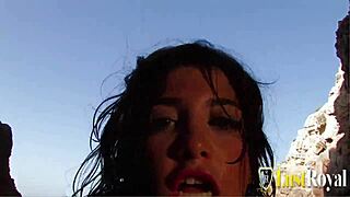 naughty young 18+ couple fucking on the beach