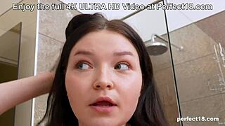 i'm an 18yo cute babe rubbing my tight shaved pussy in shower like a pro for perfect18 solo orgasm