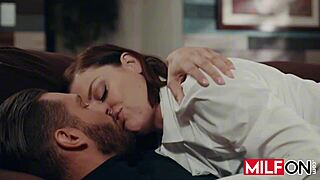 Hey, you horny big tit redhead milf, why not fuck your husband's boss and suck him dry?