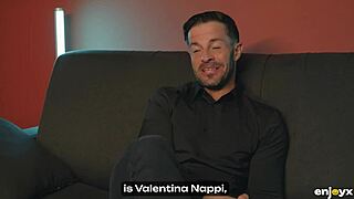 stunning valentina nappi in stockings hints at sucking and riding a huge cock for anal and cowgirl action with liquid lunch finish