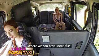 Oh yes blonde milf cums hard on that sexy redheads tongue in the fake taxi ride