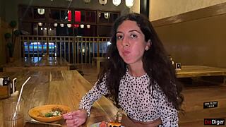 I CUM ON a girl's FACE in public SUSHI BAR and she EATS rolls with CUM on her FACE