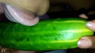 uh, like, ebony mel's goin' wild with that cucumber in her young black solo session, ya know?