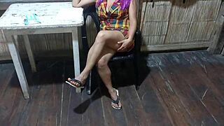 passionate couple enjoys intimate homemade sex tape with sexy outfits and close-up vagina touches at their ranch