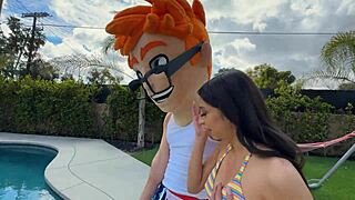 sona starts with pool cleaning but dives into hardcore missionary and squirting action with porndude