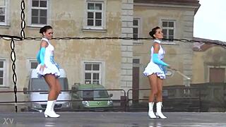 Two Cheerful Majorettes