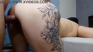 Cheating wife fucks husband's friend with tight pussy while he's away. Intense Brazilian hardcore banging follows.