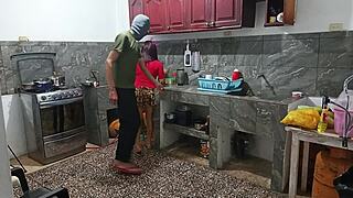 Perverted neighbor roleplays kinky fetish with curvy amateur, shaking her big ass in uniform while he's watching