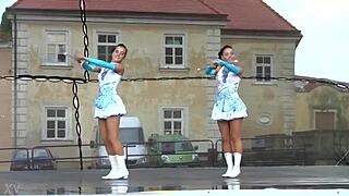 Two Cheerful Majorettes